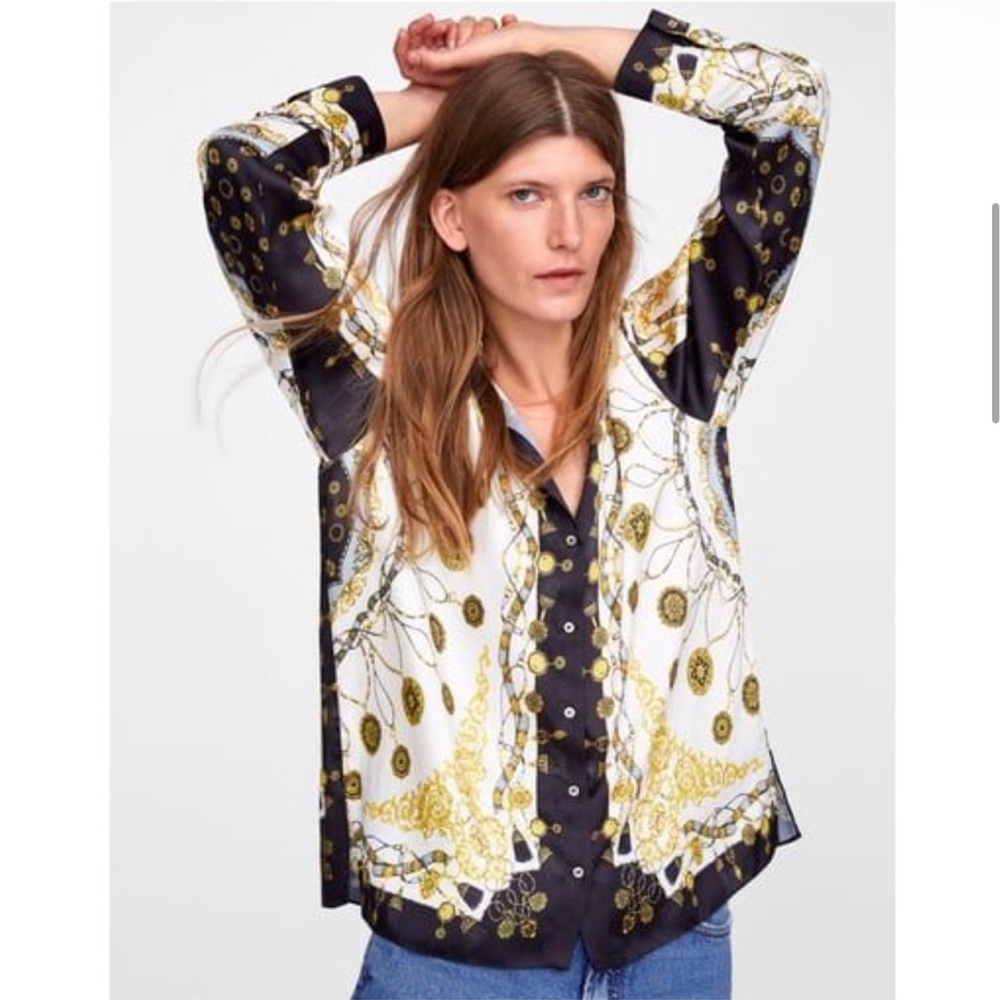 ZARA Women Scarf Chain Blouse, Size XS